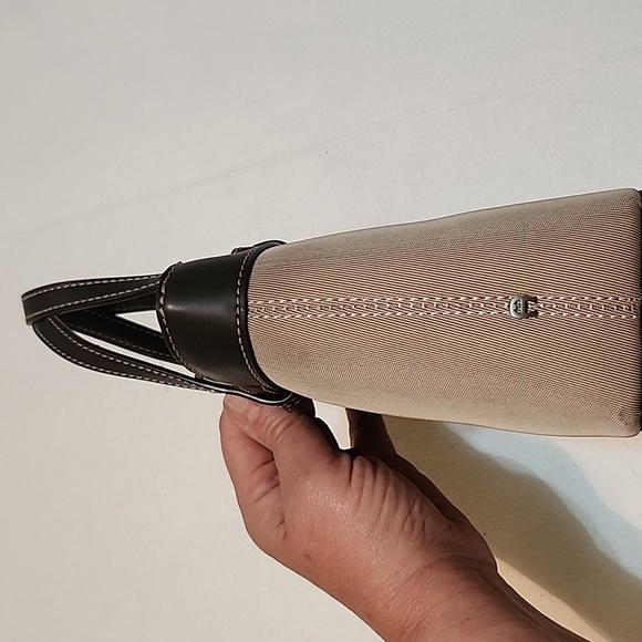 Vintage Etienne Aigner Tan and Black Nylon & Faux Leather Mini Tote - Picture 8 of 16